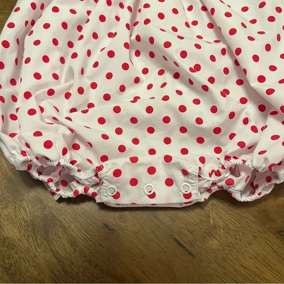 Southern Sunshine Smocked Strawberry Polka Dot Kids Bubble Romper Size 2T - Picture 4 of 8